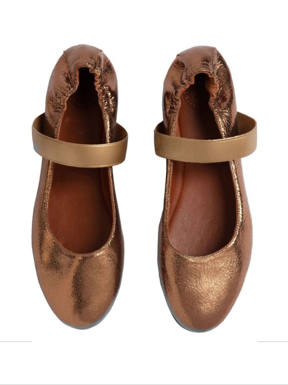 PENELOPE CHILVERS Rock and Roll Mary Jane Flats Size 6 37 Bronze Leather NEW